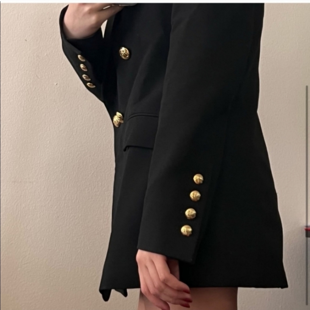 Zara * Double Breastead Blazer Long Black Size XS S M - Picture 5 of 16
